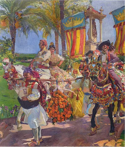 Valencia, Couples on horseback by Joaquín Sorolla
