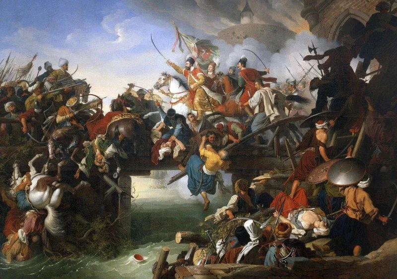 Zrínyiâs Charge From The Fortress Of Szigetvár by Johann Peter Krafft