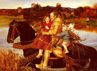 A Dream of the Past: Sir Isumbras at the Ford by John Everett Millais
