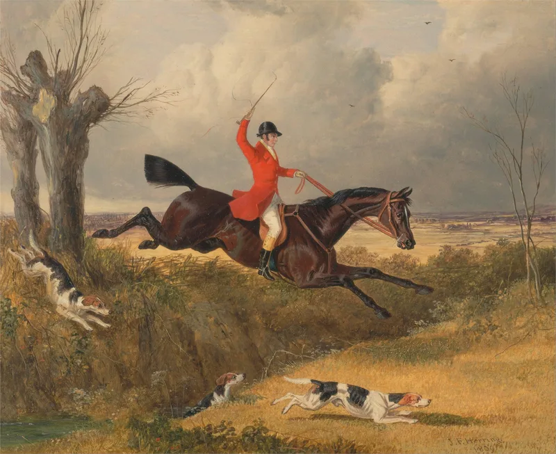 Foxhunting- Clearing a Ditch by John Frederick Herring Sr., 1839