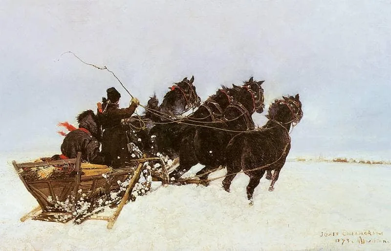 Four in Snowdrifts by Józef Chełmoński, 1873