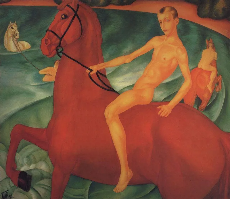 Bathing of a Red Horse by Kuzma Petrov-Vodkin, 1912