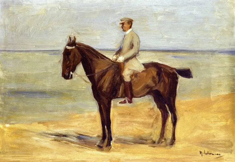Rider on the Beach Facing Left by Max Liebermann, 1911