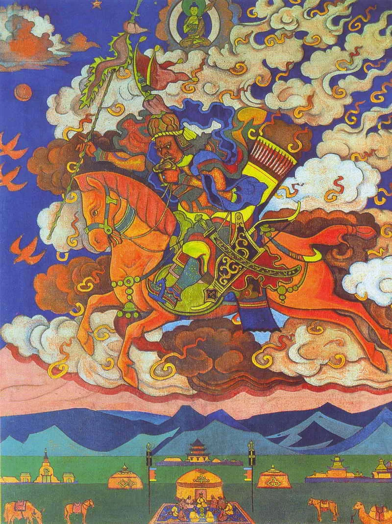 Great rider. Rigden Jyepo - Messenger of Shambhala by Nicholas Roerich, 1927