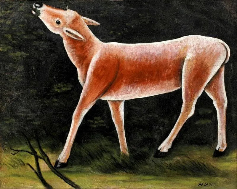 Running deer by Niko Pirosmani, 1909