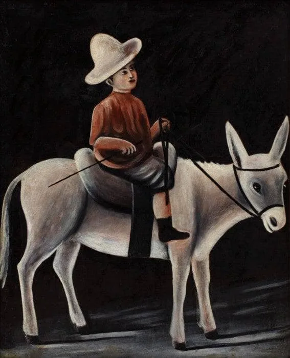 A boy on a donkey by Niko Pirosmani
