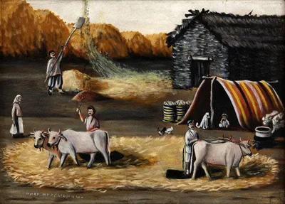 Threshing Yard by Niko Pirosmani