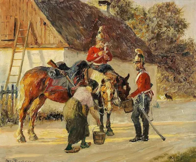Two Dragoons Resting. Scene from the First Schleswig War by Otto Bache