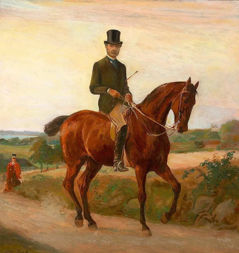 King Christian IX on Horseback. Study. by Otto Bache, 1894