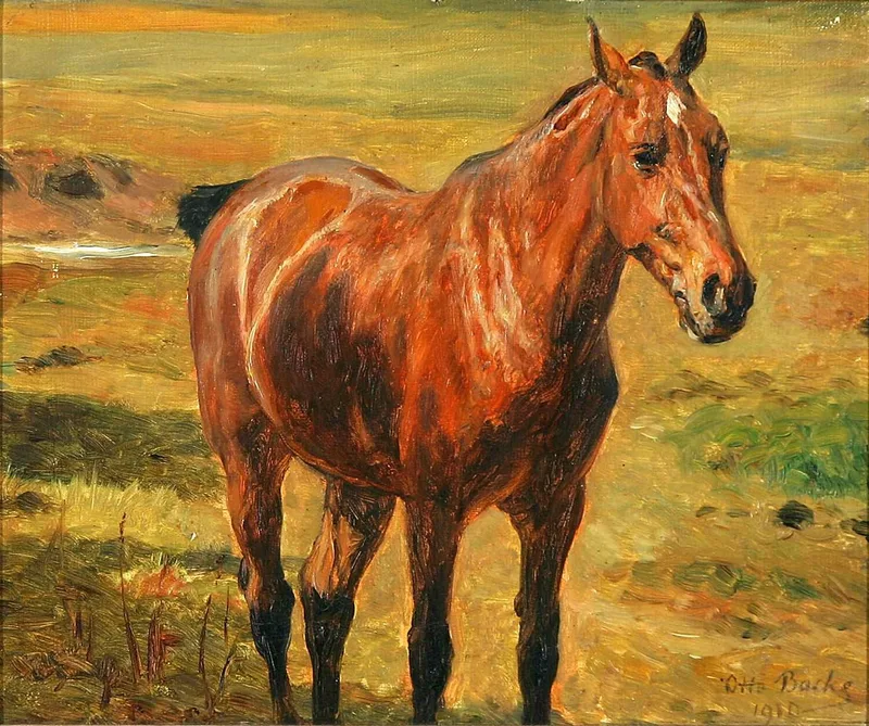 A Horse in a Field by Otto Bache, 1910