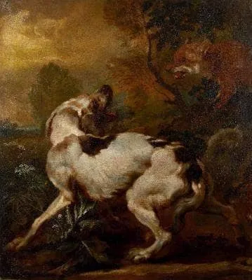 A hound confronting a fox by Paul de Vos