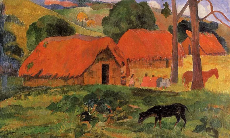 The Three Huts by Paul Gauguin, 1891