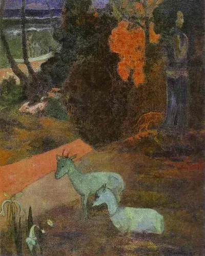Landscape with two goats by Paul Gauguin