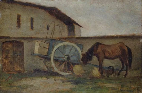 The courier’s horse by Silvestro Lega