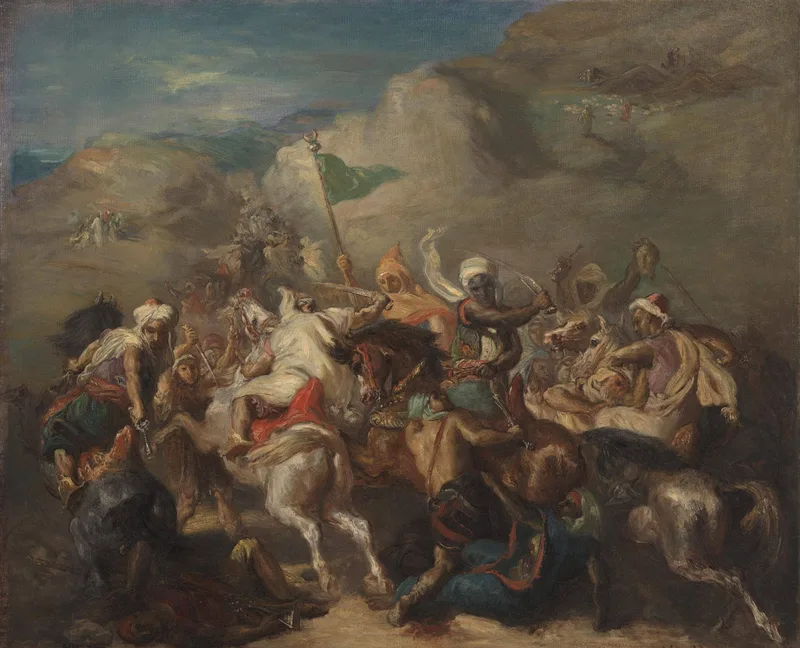 Battle of Arab Horsemen Around a Standard by Theodore Chasseriau