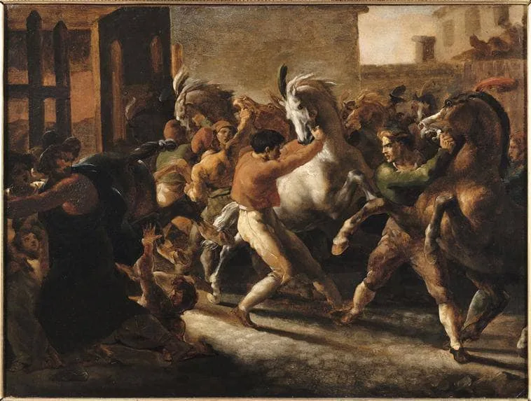 Study for the Race of the Barbarian Horses by Théodore Géricault, 1817