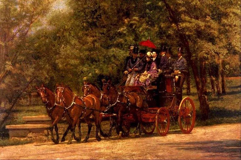 A May Morning in the Park ( The Fairman Robers Four in Hand) by Thomas Eakins, 1880