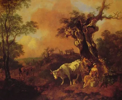 Landscape with a Woodcutter and Milkmaid by Thomas Gainsborough