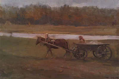 Peasant Woman in a Cart by Valentin Serov