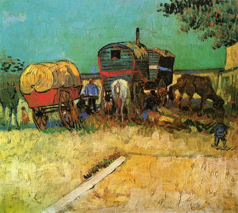 Encampment of Gypsies with Caravans by Vincent van Gogh, 1888
