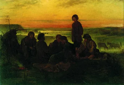 Peasant boys guard the horses at night by Vladimir Makovsky