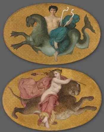 Arion on a Sea Horse and Bacchante on a Panther (pair) by William-Adolphe Bouguereau